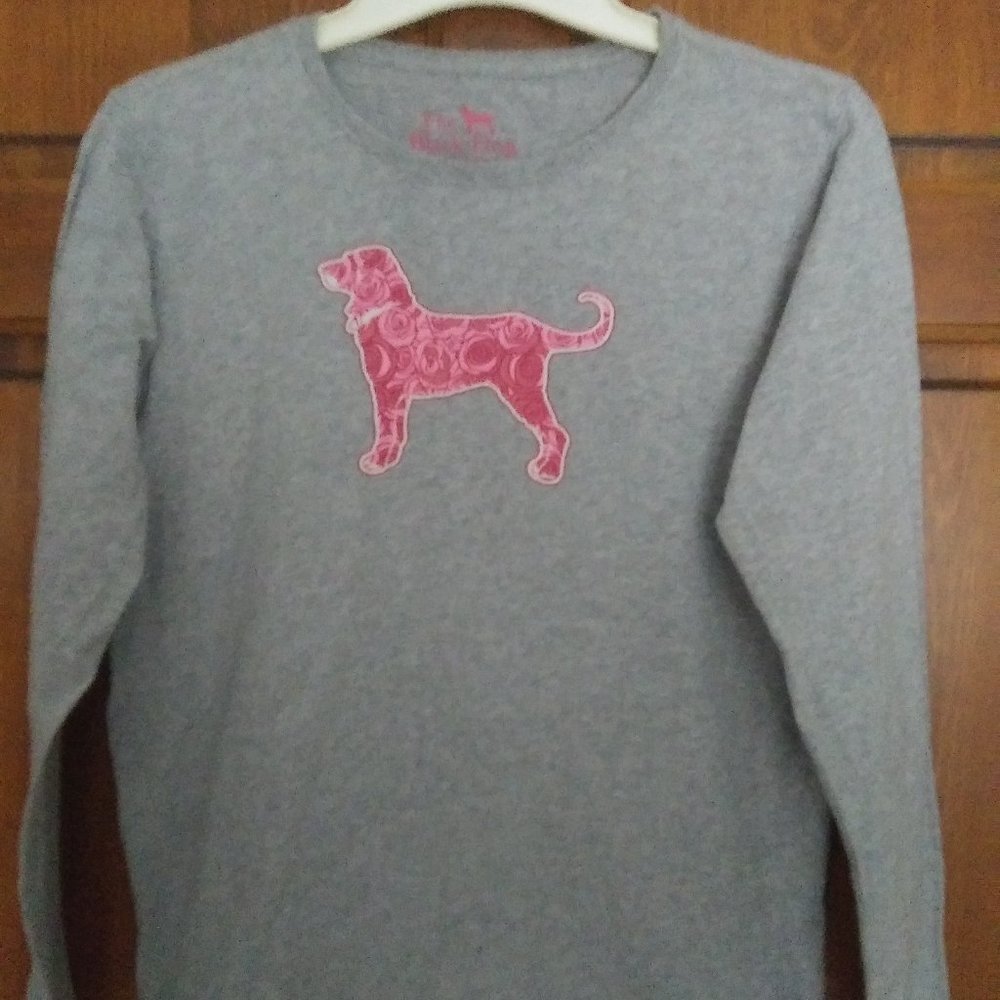 The Black Dog Shirt Gray Pink Long Sleeve Knit Womens Size M